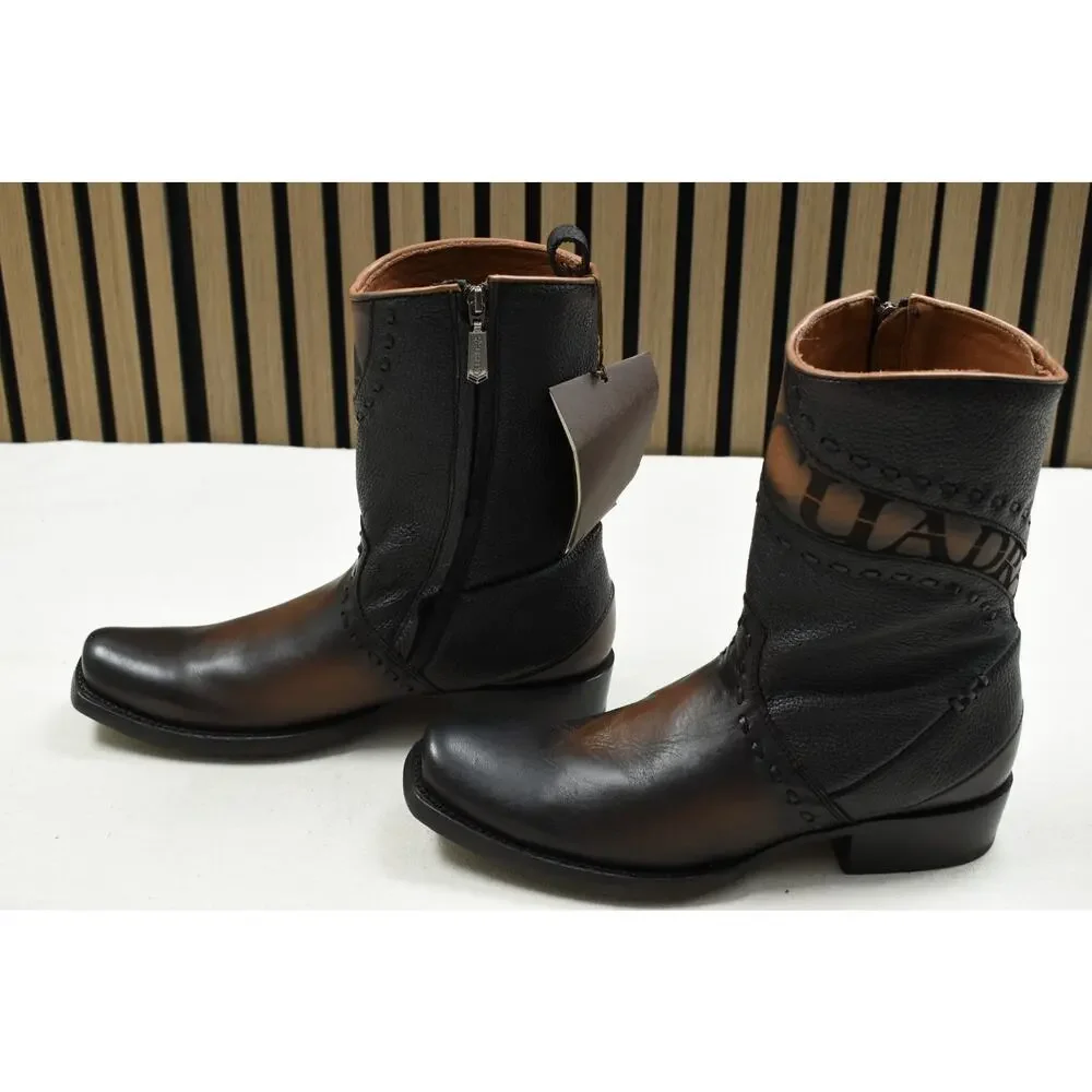 Cuadra Men's Viena Black Laser Woven Zipper Cowhide Leather CU559 US Size 9.5 EE